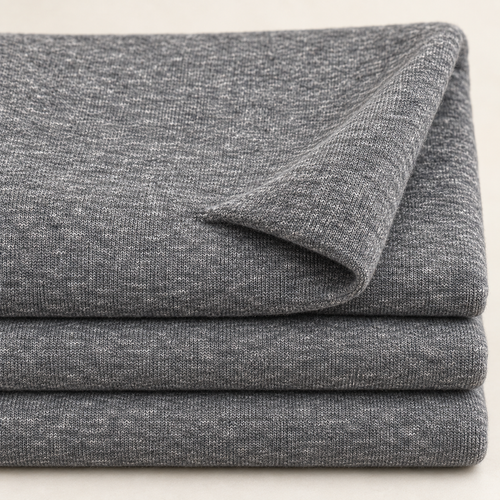 Anthracite Charcoal Poly Rayon Fleece Fabric, 50% Polyester 15% Cotton 35% Rayon, Sweatshirt Hoodie Fabric, Sold by the Yard — styled fabric photograph