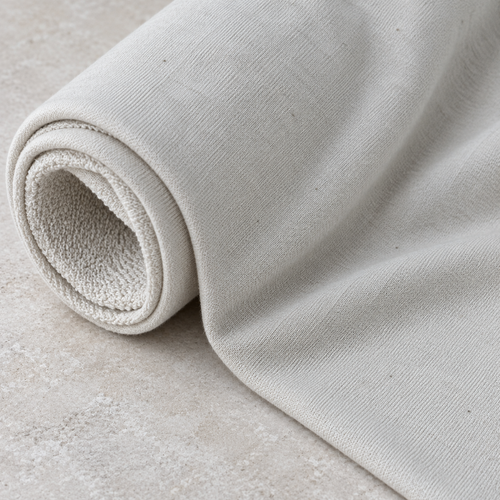 Styled product photograph of Cream Medium Weight Cotton French Terry Knit Jersey | 300 GSM/18 Oz French Terry Sweatshirt Fabric By The Yard. Original fabric photos follow.