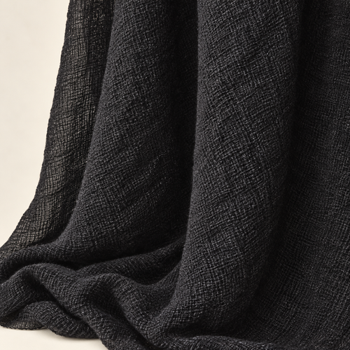 Styled product photograph of 58" Black 100% Lyocell Tencel Crepon Gauze Light Woven Fabric By the Yard; original photographs follow.