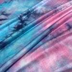 Blue,Pink & Purple Cloud Tie Dye Splash Bamboo Spandex Jersey Knit 60″ Eco-Friendly Fabric By The Yard Good For Face Mask eco-friendly