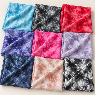 60" Bamboo 4-Way Stretch with Spandex 5 OZ Tie Dye Jersey Knit Fabric — full 9-color range