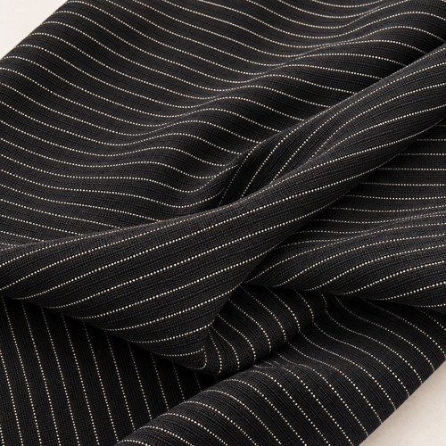 58" Black & White Cotton Lyocell Tencel Blend Striped Woven Fabric — styled fabric photograph