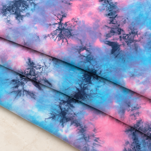 Bamboo Spandex Jersey Knit Blue,Pink & Purple Cloud Tie Dye Splash 60″ Eco-Friendly Fabric By The Yard eco-friendly — styled fabric photograph