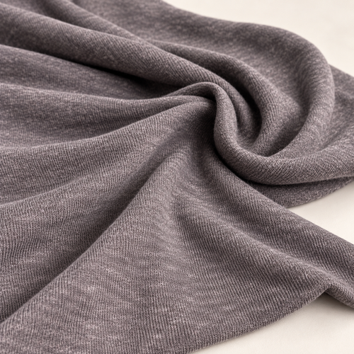 Nep Jersey Knit Fabric, Charcoal, 80% Cotton 20% Polyester 135 GSM, Soft Textured Apparel Fabric, Sold by the Yard — styled fabric photograph