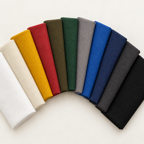 cotton canvas eleven color architectural fan arranged to show all color options