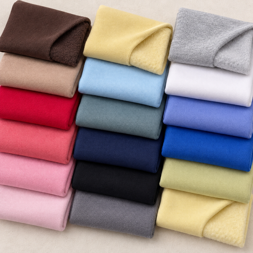 cotton fleece eighteen color folded library arranged to show all color options
