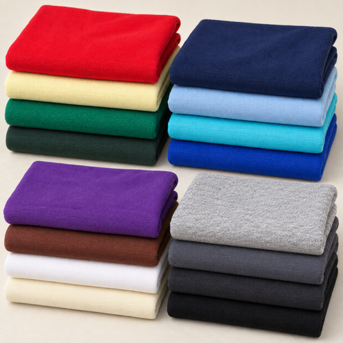 cotton jersey sixteen color offset stacks arranged to show all color options