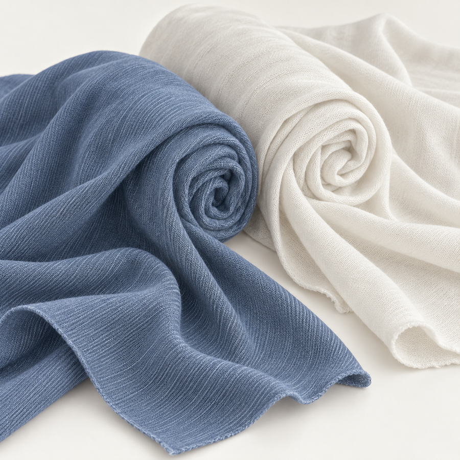 Cotton/Modal Spandex Lycra Jersey Knit Fabric By the Yard 60″ — both color options, styled fabric photograph