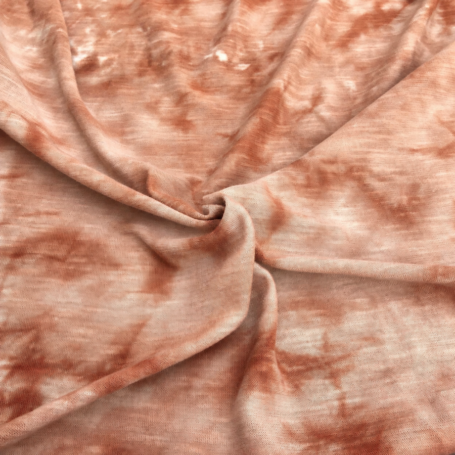 64" Cream Brown & White 100% Poly Light Jersey Knit Fabric By the Yard — styled fabric photograph