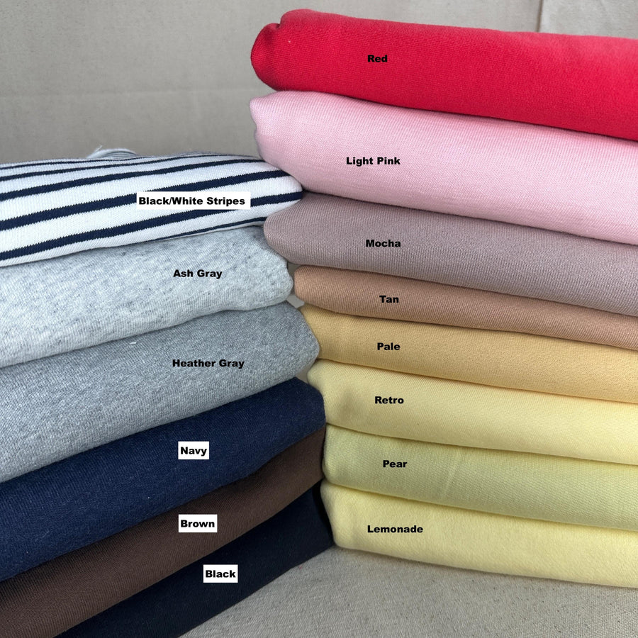 Cotton Fleece With Matching Rib Medium Weight | 400 GSM/ 12 OZ Knit Sweatshirt Fabric By The Yard