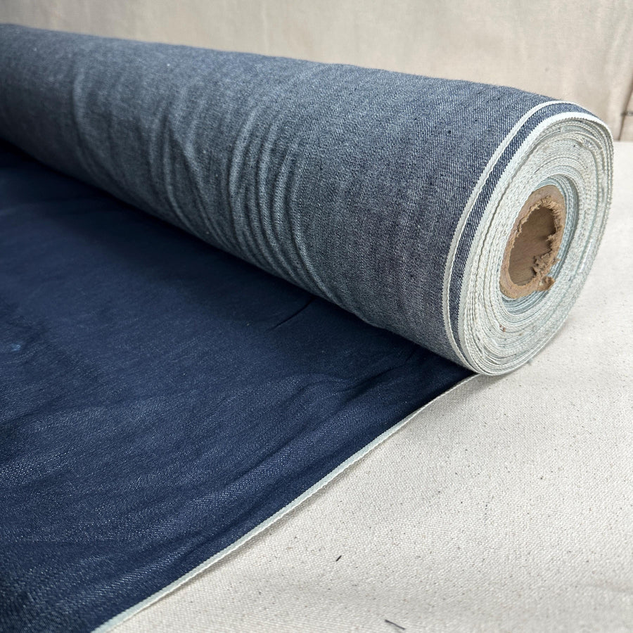 Selvedge Japanese Simple Dark Blue Denim | Woven Fabric by the Yard | 340 GSM/11 oz Denim | Textured Denim for Jeans, Jackets & Shirts
