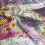 100% Silk Japanese Lightweight Daisy Rainbow Earthy Silk Fabric by the Yard - Luxury Material for Sewing, Dressmaking, and Crafts