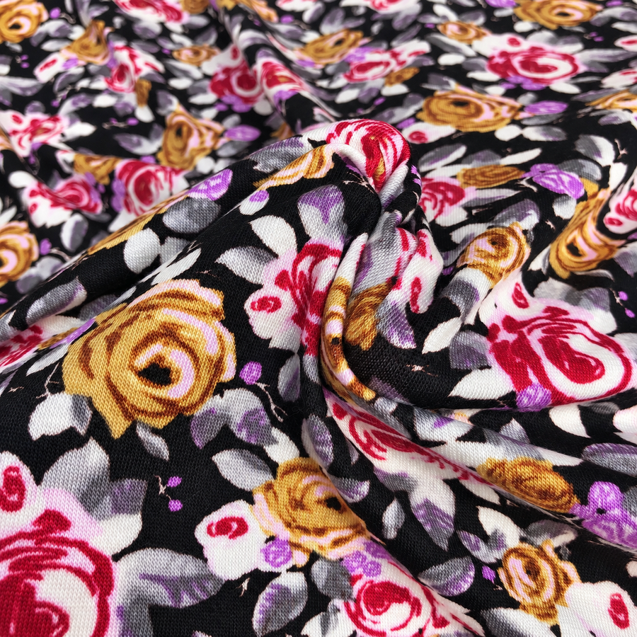 60" Multicolor Modal Spandex Lycra Stretch Blend Jersey Knit Fabric — styled fabric photograph