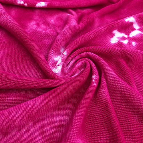 64" Fuchsia Hot Pink & White Modal Spandex Tie Dye Jersey Knit Fabric By Yard — styled fabric photograph