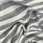 Gray and White Striped French Terry Knit Fabric - 100% Cotton