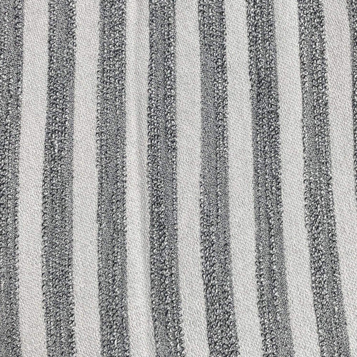 Gray and White Striped French Terry Knit Fabric - 100% Cotton