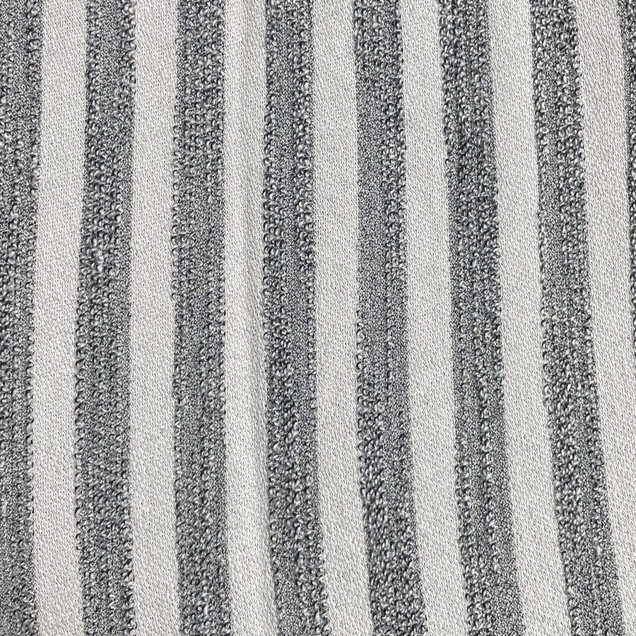 Gray and White Striped French Terry Knit Fabric - 100% Cotton