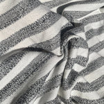 Gray and White Striped French Terry Knit Fabric - 100% Cotton