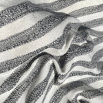 Gray and White Striped French Terry Knit Fabric - 100% Cotton
