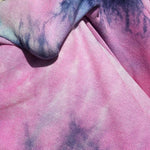 Tie Dyed Bamboo Spandex Knit Fabric - Cotton Candy Pink Blue, 60" Wide