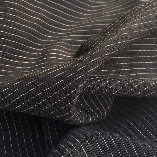 Striped Cotton Lyocell Fabric, Black & White Blend, 58" Wide