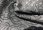 60" 100% Cotton Embroidered Swirly Jacquard Heavy Black & Gray Woven Fabric By the Yard