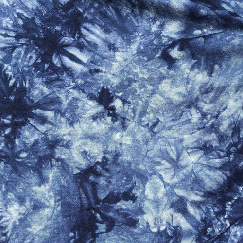 Dark Navy Blue Tie Dye Bamboo Spandex Jersey Knit Fabric