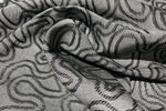 60" 100% Cotton Embroidered Swirly Jacquard Heavy Black & Gray Woven Fabric By the Yard