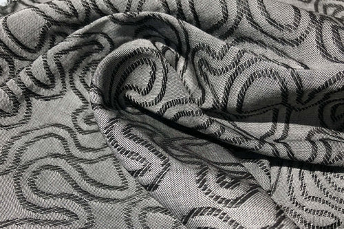 60" 100% Cotton Embroidered Swirly Jacquard Heavy Black & Gray Woven Fabric By the Yard