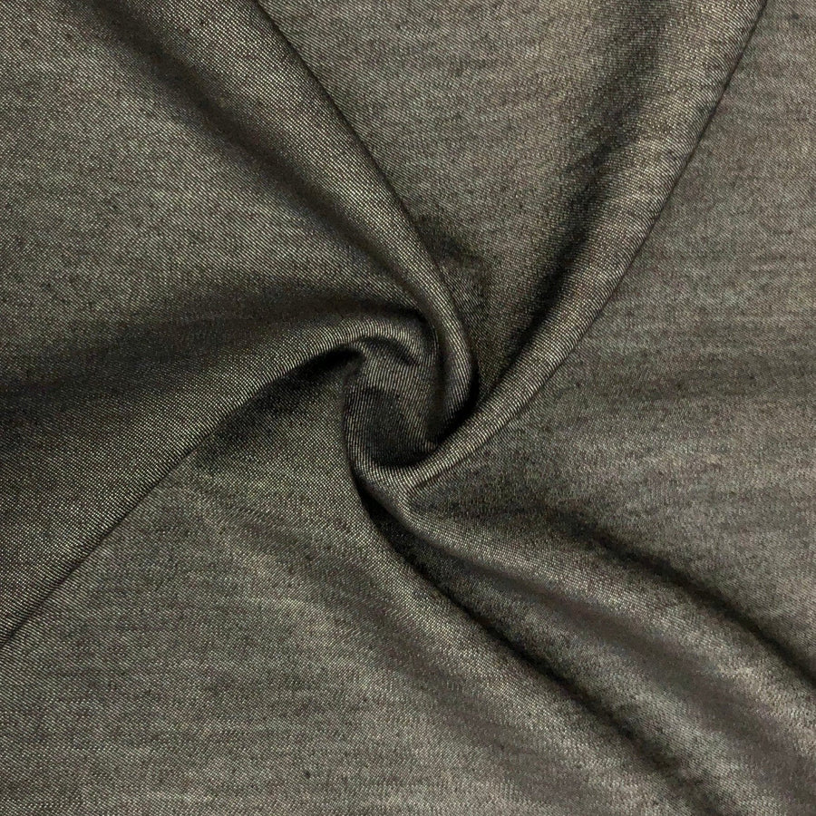 58" Cotton Chambray Denim Charcoal Gray Black Apparel &  Woven Fabric By the Yard