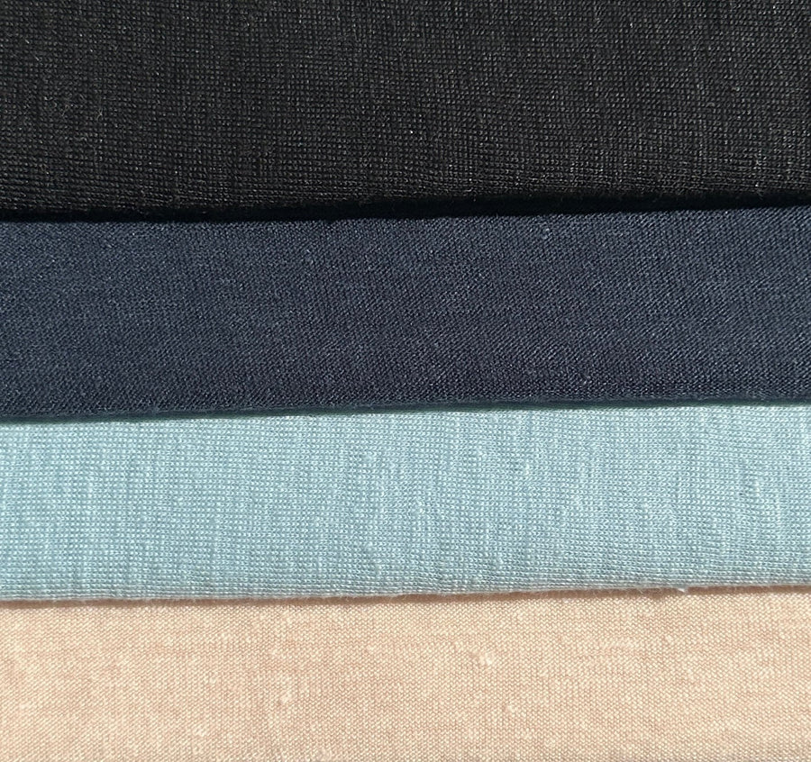 100% Linen Jersey Knit USA Made Sheer Fabric By the Yard