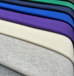 100% Cotton Fleece USA Made Heavy Sweater Knit Fabric, Matching Rib