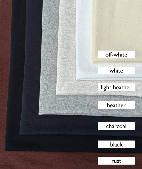 100% Cotton Fleece USA Made Heavy Sweater Knit Fabric, Matching Rib