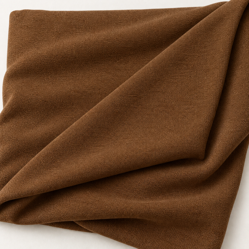 Light Brown Stretch Knit Fabric, 100% Polyester Solid, Leggings Activewear Apparel Fabric, Sold by the Yard — styled fabric photograph