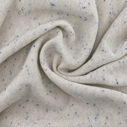 Oatmeal Gray Blue Speckled French Terry | 15 Oz Sweatshirt Fabric By The Yard | Matching Rib Sold Separately — styled fabric photograph
