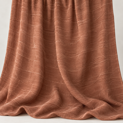 58" 100% Tencel Lyocell Bemberg Enzyme Washed Silk-Hand Brown Woven — styled fabric photograph