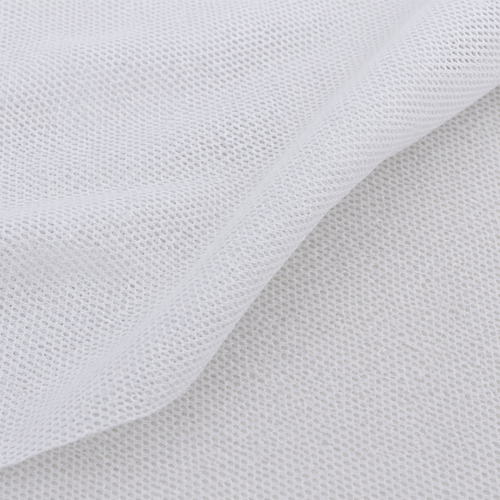 Optic white nylon spandex power mesh — styled fabric detail