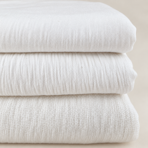 Cotton Slub Knit Jersey PFD Fabric By The Yard 60″ USA Made | Matching Rib Sold Separately — styled fabric photograph