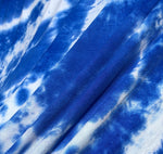 60" Ocean Blue & White Cotton Modal Spandex Stretch Tie Dye Tie Dyed Apparel Jersey Knit Fabric by The Yard - APC Fabrics