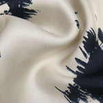 42" Cream White & Dark Blue 100% Silk Twill Print Light Woven Fabric By the Yard - APC Fabrics