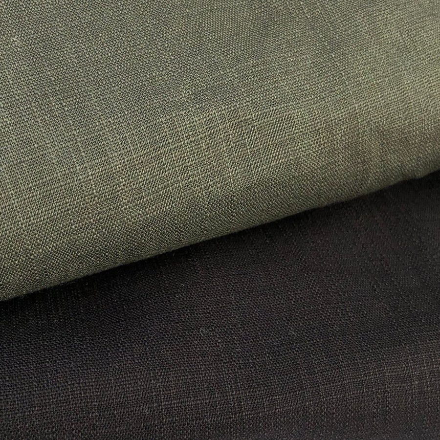48" Cotton Spandex Lycra Stretch Blend  Army Green & Black Woven Fabric By Yard - APC Fabrics