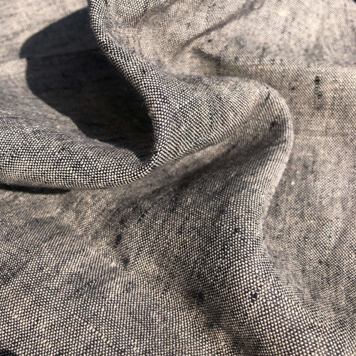 51" Cross Dye & Two-Toned Gray Black 100% Linen Lithuanian Woven Fabric By Yard | APC Fabrics