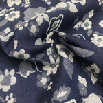 52" Blue & White Cotton Denim Double Faced Floral Jacquard Woven Fabric By Yard - APC Fabrics