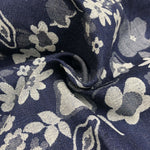 52" Blue & White Cotton Denim Double Faced Floral Jacquard Woven Fabric By Yard - APC Fabrics