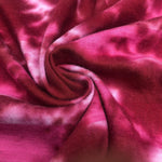 52" Pink & White Striped & Burgundy Tie Dyed Cotton Jersey Knit Fabric By Yard - APC Fabrics