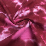 52" Pink & White Striped & Burgundy Tie Dyed Cotton Jersey Knit Fabric By Yard - APC Fabrics