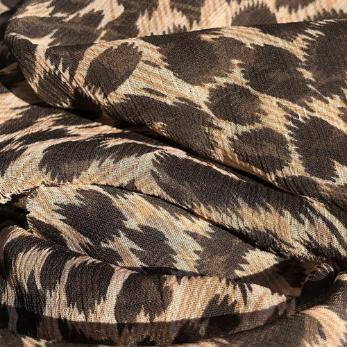 52" Cheetah Jaguar Print 100% Polyester Sheer Light Woven Fabric By the Yard - APC Fabrics