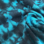 54" Aqua Blue & Black 100% Cotton Jersey Tie Dye Knit Fabric By the Yard - APC Fabrics