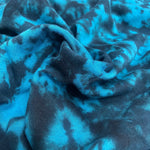 54" Aqua Blue & Black 100% Cotton Jersey Tie Dye Knit Fabric By the Yard - APC Fabrics
