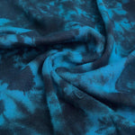 54" Aqua Blue & Black 100% Cotton Jersey Tie Dye Knit Fabric By the Yard - APC Fabrics